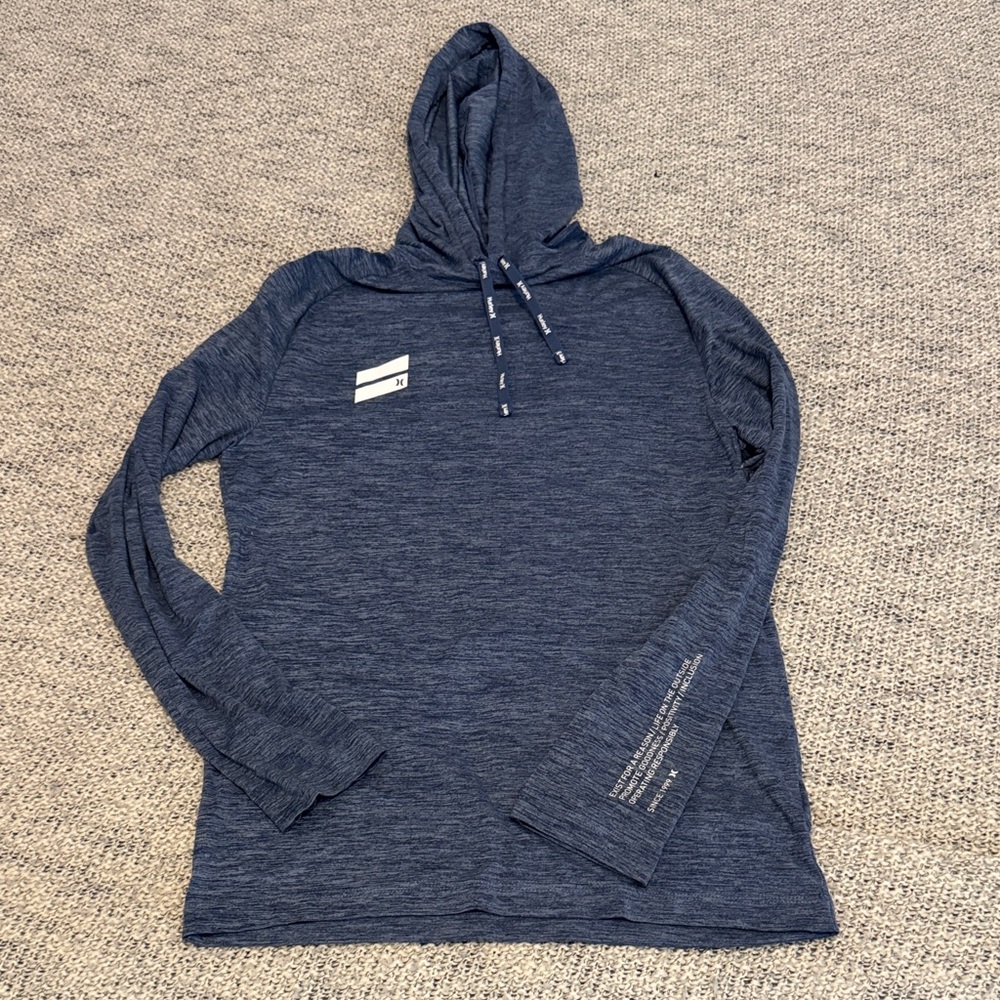 Hurley Blue Lightweight Hoodie Size Small Long Sleeve Pullover unisex